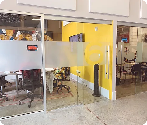 Glass-walled private office