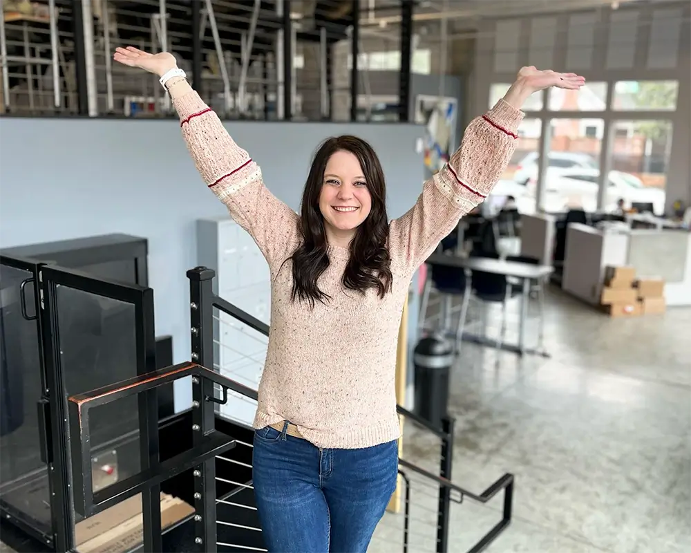 Samantha welcoming visitors to Cornerstone