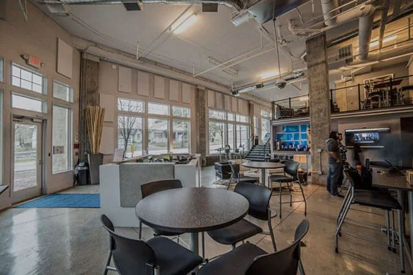 Common space and lounge area at Cornerstone Coworking