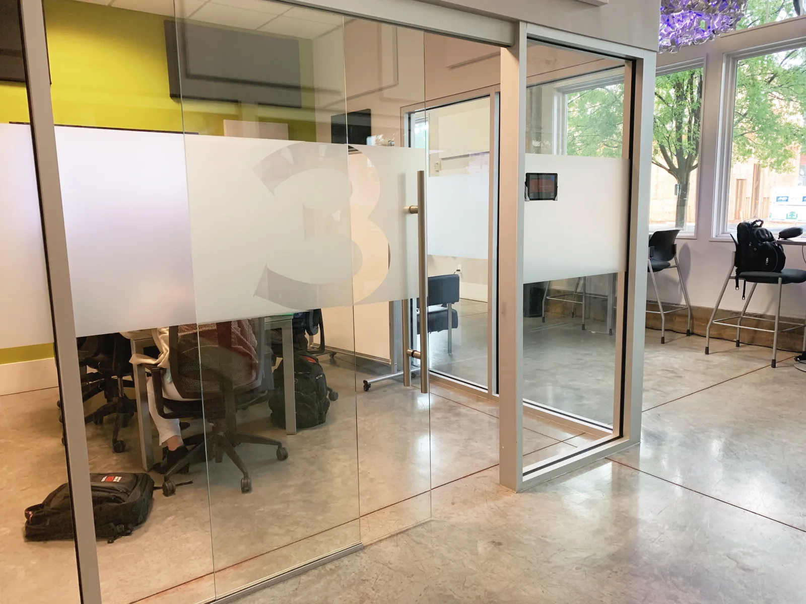 Glass-walled private offices